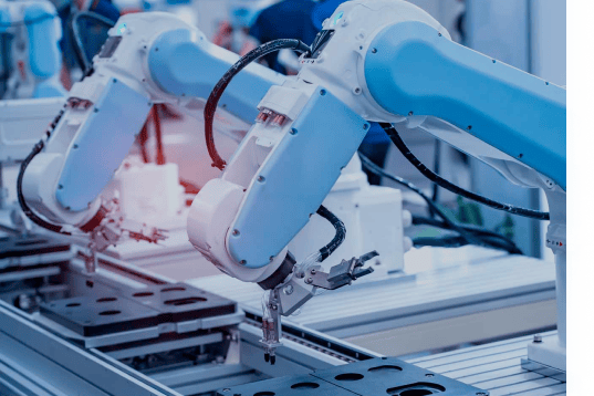 automation and robotics, robotic arms working on a production line